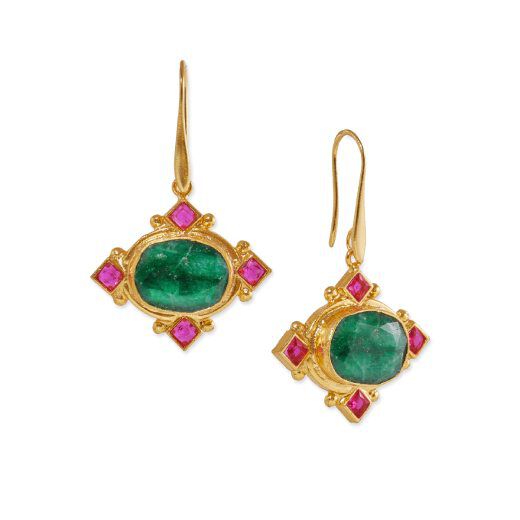 emerald hook earrings